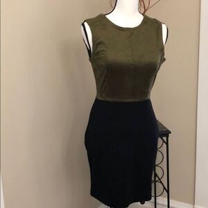 DREW dress with suede top, olive green and…